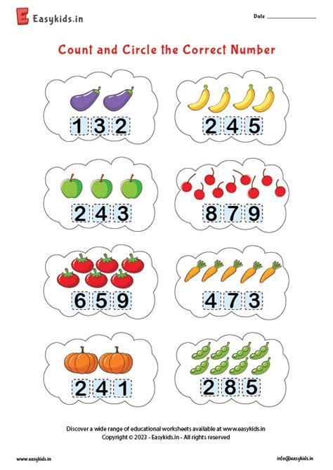 Count And Circle The Correct Number Worksheet