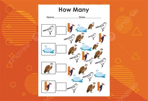 Count The Bird Activities Fun Learning Worksheet For Kids Vektor