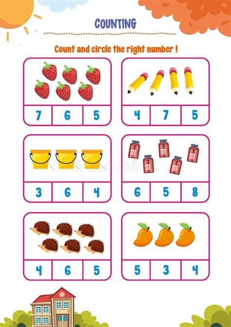 Count and Circle the Numbers Corresponding To the Number of Fruits and