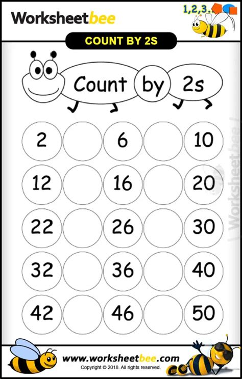Count by 2 Skip Way Worksheet Printable Worksheet Bee
