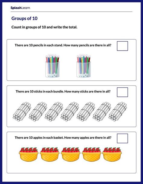 Count in Groups of 10 Math Worksheets SplashLearn