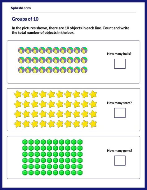 Count the Objects in Groups of 10 Math Worksheets SplashLearn