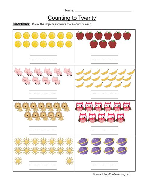 Count to 20 Objects Worksheet Have Fun Teaching