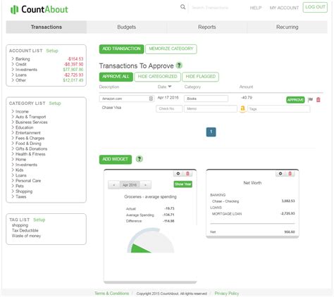 Countabout. CountAbout allows you to add details for each transaction. That includes things like the date, the frequency, a description, category, tags, and the accounts the transactions occur in. 