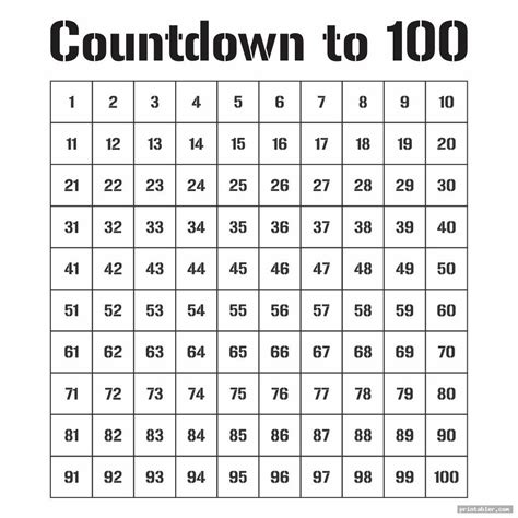 Countdown Chart Printable