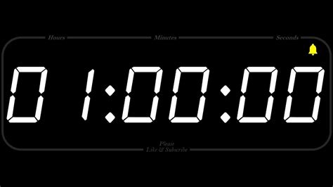 1 Hour Timer. Timer, Countdown timer. Create a 1 Hour Timer. 1 Hour Timer Start Pause Reset. Click the start button to start the timer. Use the box below to create a new timer. Hours. Minutes. Seconds. Create Timer » TimerCountdown.net ...