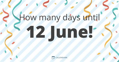 Countdown to june 12. Thursday, 13 June 2024. There are 101 days until 13th June. to go. All times are shown in timezone. How many days until 13th June? Find out the date, how long in days until and count down to till 13th June with a countdown clock. 
