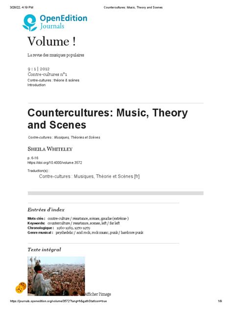 Countercultures: Music, Theory and Scenes