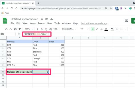 Countif google sheets