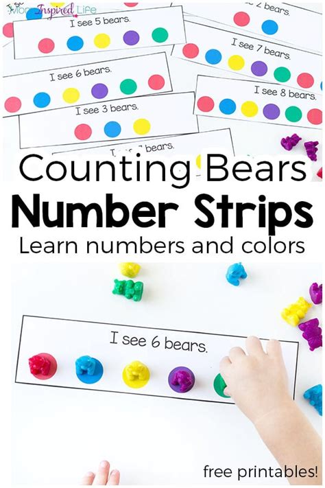 Counting Bear Number Strips And Color Matching Activity