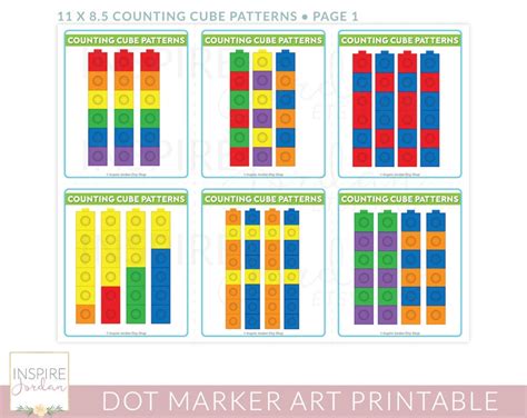 Counting Cube Pattern Printable. Unifix Worksheet. Math Blocks Etsy