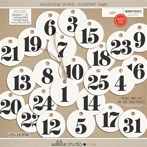 Counting Down Number Tags by Sahlin Studio Number tags, December