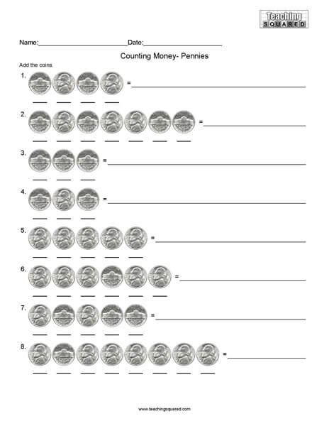 Counting Nickels Teaching Squared Worksheets Library