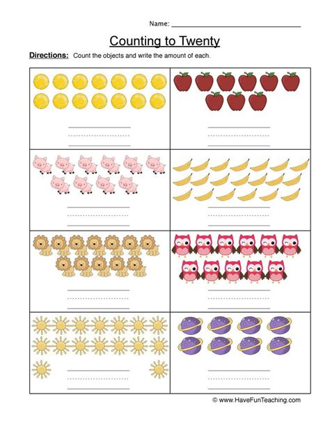 Counting Objects To 20 Printable