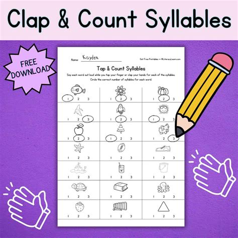 Counting Syllables Clapping Worksheets Literacy Learn