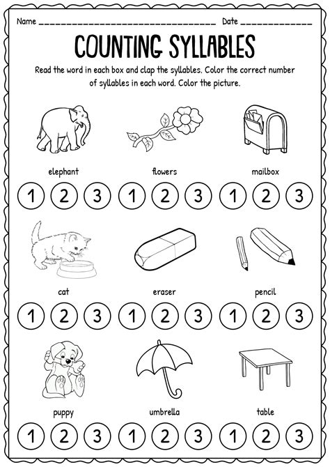 Counting Syllables Worksheet