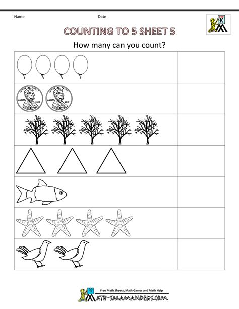 Counting to 5 Worksheets