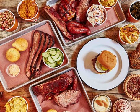 Country barbecue. Meats are carved to order, sold by weight, and served with white bread and/or crackers. Brisket (Moist or Lean) Beef Tri-Tip. Pork Spare Ribs. Pulled Pork. Turkey Breast. Market Chicken. Sausages. Available … 