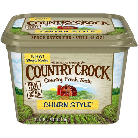 Country crock. Bring authentic, country-fresh flavor to the table with Country Crock Original Buttery Spread Tub - 67.5 oz. This buttery spread is rich, creamy, and delicious. Slow-churned in Kansas and … 