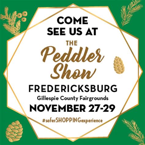 The Peddler Show Fredericksburg is the perfect opportunity to showcase your unique arts, crafts, and gifts to a wide audience. Held annually at the Gillespie County Fairgrounds in Fredericksburg, TX, this three-day event is a regional consumer show that offers the perfect platform to reach potential customers and increase your brand's …. 