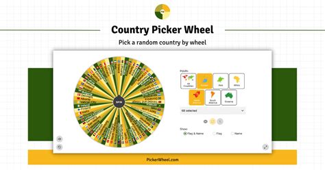 The wheel result is completely randomized. We do not run any pre-processing steps or other decision-making algorithms. The result the wheel lands on is chosen completely random and can not be rigged. Use this random generator wheel to pick random countries in Asia. Click the logo on the wheel or the 'spin' button below.. 