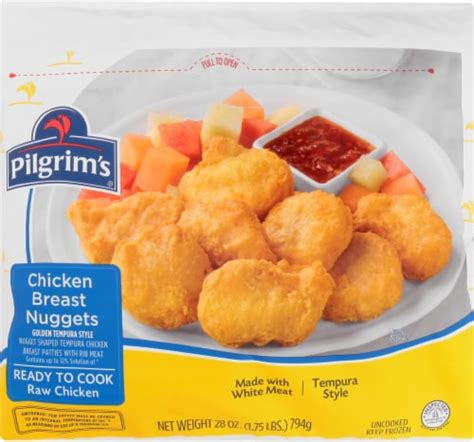 Country pride tempura chicken nuggets. ingredients contains up to 20% water, modified food starch, seasoning (salt, dextrose, natural flavors, modified food starch, polysorbate 80, extractives of paprika, maltodextrin, not more than 2% silicon dioxide added to prevent caking), sodium phosphates, carrageenan. breaded and predusted with: bleached wheat flour, salt, spices, spice extractive 