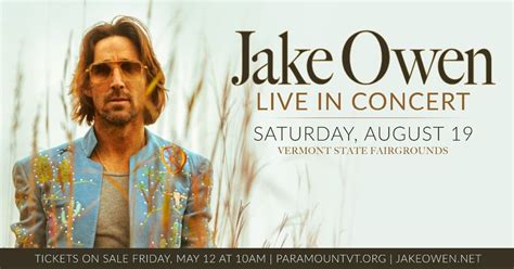 Country star Jake Owen to perform at the Vermont State Fair
