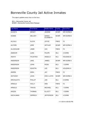County active inmate list.  Filters typically include status and facility...