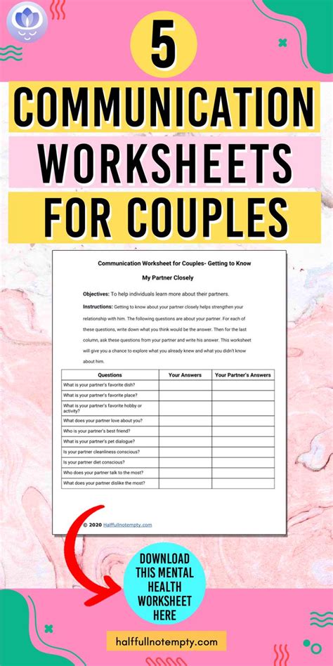 Couple Communication Worksheet & Example Free PDF Download