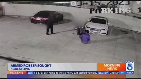 Couple ambushed by armed robber in Koreatown: Video