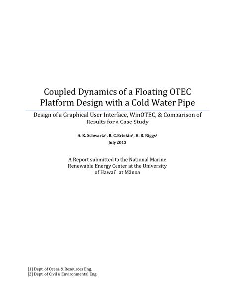 Coupled Dynamics of a Floating OTEC Platform Design with …