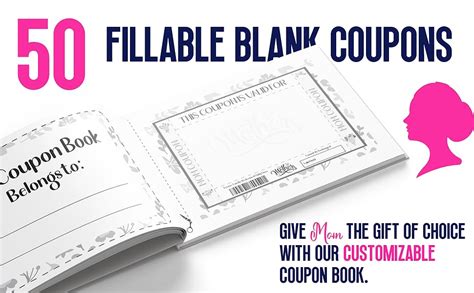 Coupon Book for Mom: 50 Adorable Fillable Blank Coupons