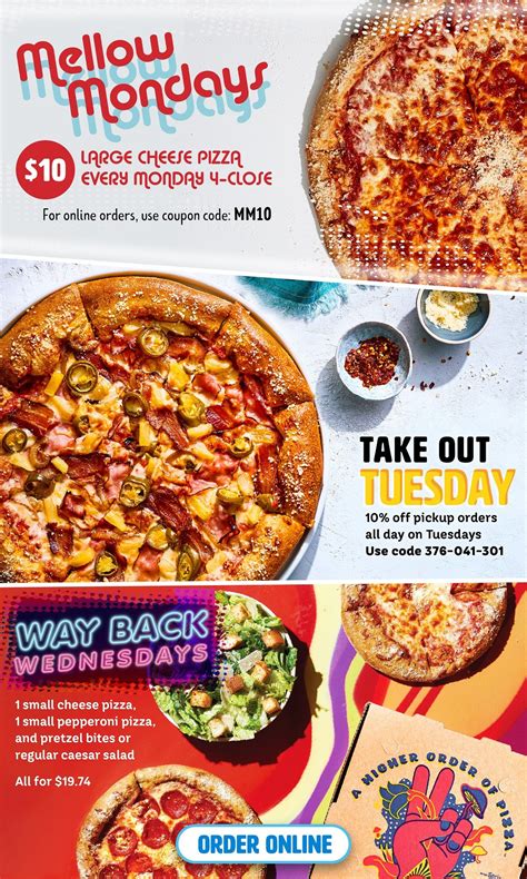 Mellow Mushroom offers 10% Off now. Anycodes collects valid Mellow Mushroom coupons from all sources and you can find all Mellow Mushroom promo codes on this page. Alternatively, you can visit mellowmushroom.com and check out the latest coupons. 10% discount detail: Save 10% on Any Item..