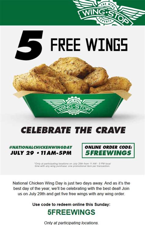 Get Wingstop Discount Code and find Black Friday Coupons & Deals. Check now for Today's best Wingstop Promo Code: Free Delivery, Nationwide
