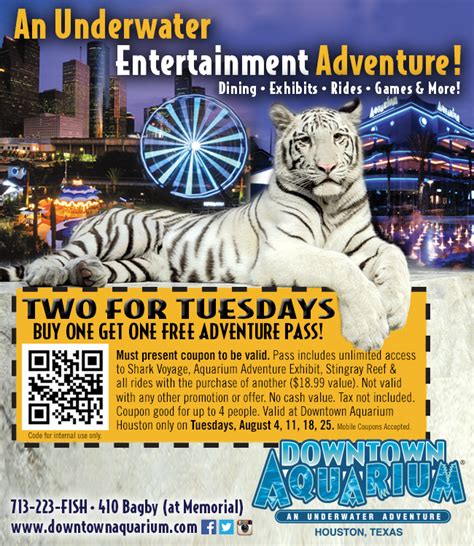 Coupons downtown aquarium houston texas. London Natural History Museum. San Diego Zoo Safari Park. British Museum. Xcaret. Aquarium of the Pacific. Antelope Canyon. 2024 Tours & Sightseeing in Houston: Check out 23 reviews and photos of the Houston City Tour and Downtown Aquarium All Rides Pass. Book now from $64.95! 