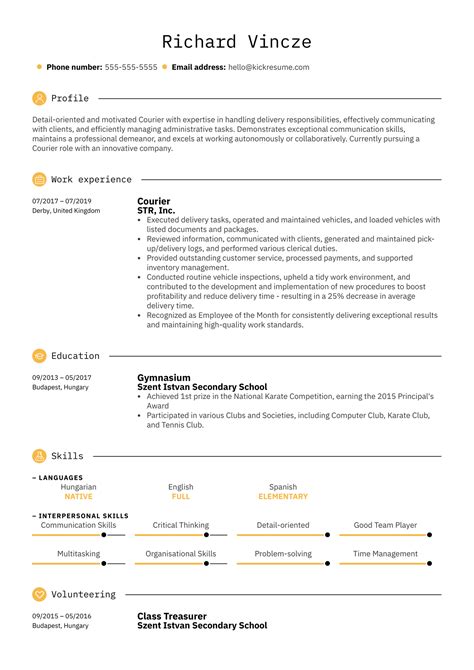 Courier Resume Template
