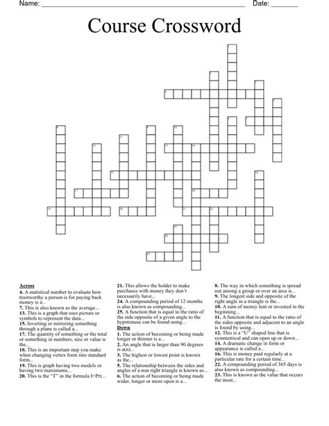 Course Crossword WordMint