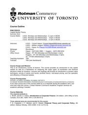 Course Outline RSM 332H1S Capital Market Theory