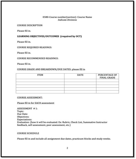 Course Outline Template Download Scientific Diagram