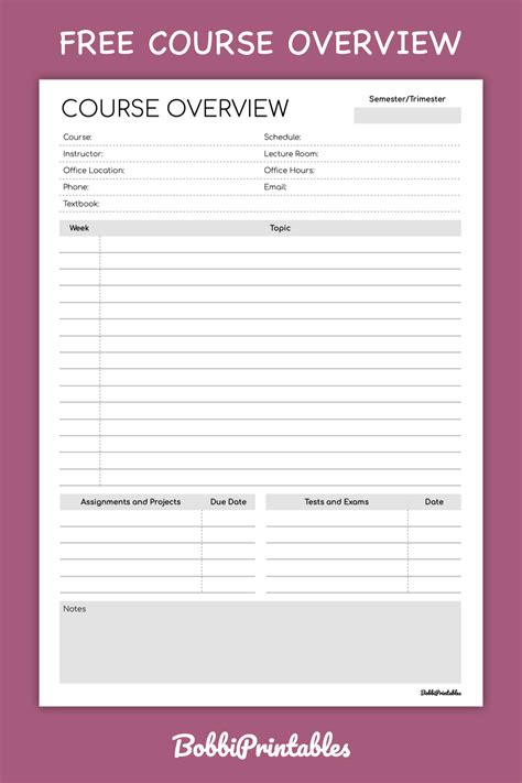 Course Overview Template