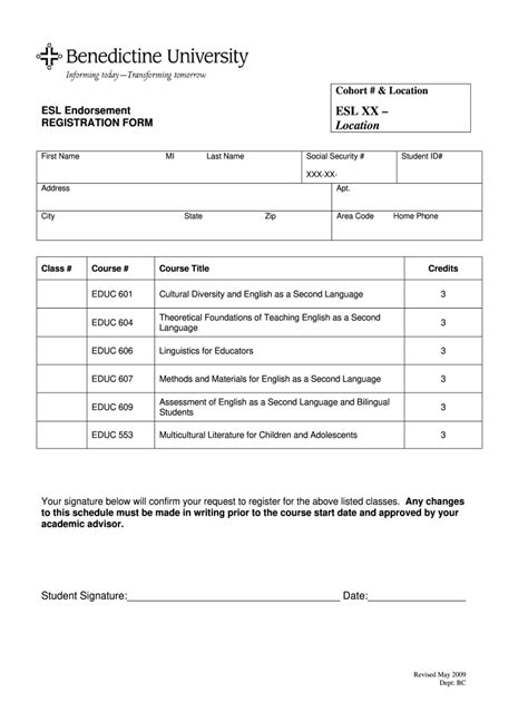 Course Registration Form Template Word Fill Out and Sign Printable