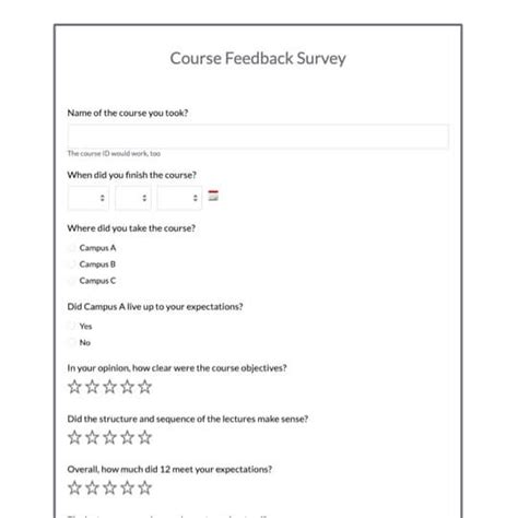Course Survey Template Improve Student Learning Formstack