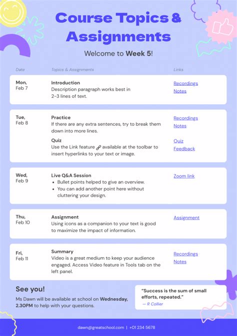 Course syllabus, Syllabus, Infographic