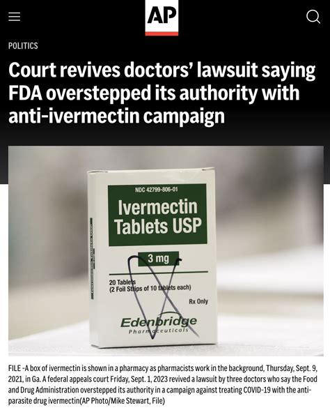 Court revives doctors’ lawsuit saying FDA overstepped its authority with anti-ivermectin campaign