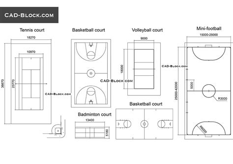 Courts, Fields dimensions free AutoCAD file …