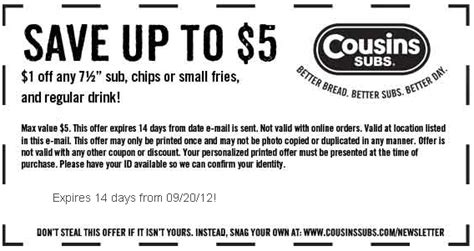 Cousins $5 off coupon. Things To Know About Cousins $5 off coupon. 