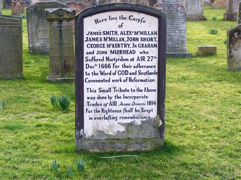 Covenanters Memorial Ayr Auld Kirk. The gravestone remembe