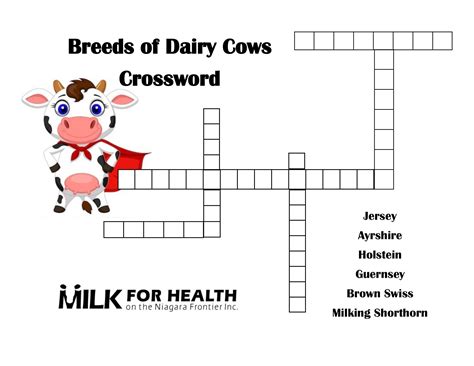 Cow crossword clue. The Crossword Solver found 30 answers to "Breed of dairy cow", 6 letters crossword clue. The Crossword Solver finds answers to classic crosswords and cryptic crossword puzzles. Enter the length or pattern for better results. Click the answer to find similar crossword clues . Enter a Crossword Clue. A clue is required. 