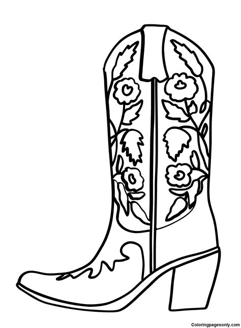 Cowboy Boot Adult Coloring Page