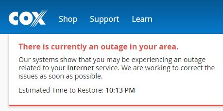 Oct 4, 2023 · Update 52 (October 4, 2023) 02:09 pm (IST): A new Cox internet outage is affecting a section of users in Omaha, Nebraska. ( 1, 2, 3) 04:34 pm (IST): The recent Cox internet outage seems to have been resolved. PiunikaWeb started as purely an investigative tech journalism website with main focus on ‘breaking’ or ‘exclusive’ news. 